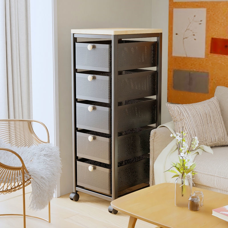 免安装抽屉式厨房收纳置物架夹缝落地多层杂物推车蔬菜篮子冰箱