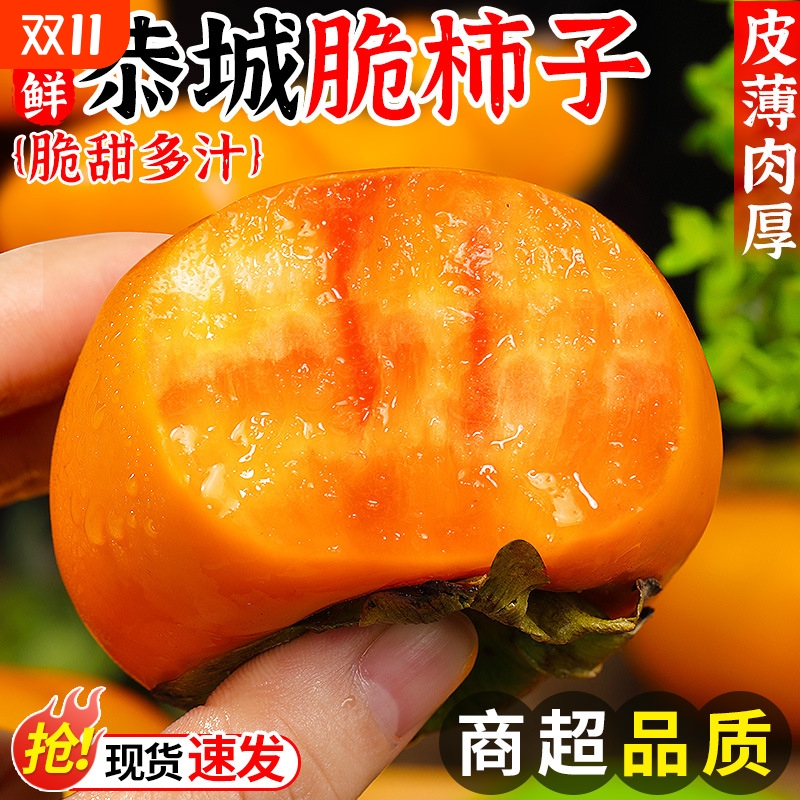 广西桂林恭城脆柿子新鲜脆柿子脆甜应季水果甜柿子酸甜可口都爱吃