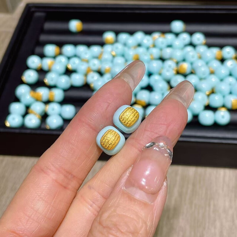 菱镁矿五条经文桶珠DIY配件文玩佛珠手串手链隔珠配饰