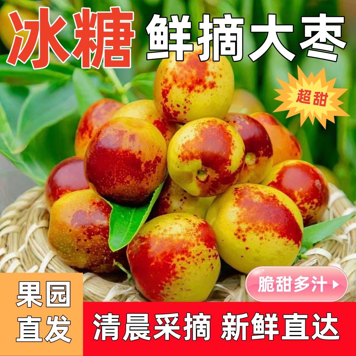 正宗冬枣脆甜新鲜大果应季整箱枣子现摘脆枣冰糖大枣5斤当季水果