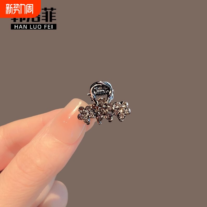 法式水钻金属中号抓夹韩国气质刘海感鲨鱼夹后脑勺半扎发抓夹头饰