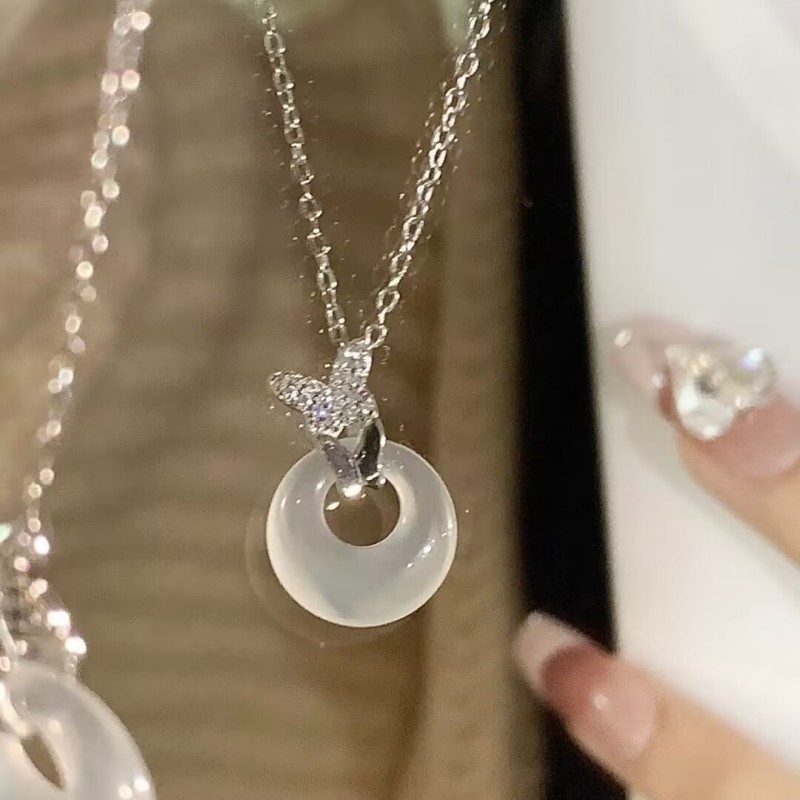 蝴恋蝴蝶平安锁项链锁骨链女颈链金色女银金色儿童礼物生日