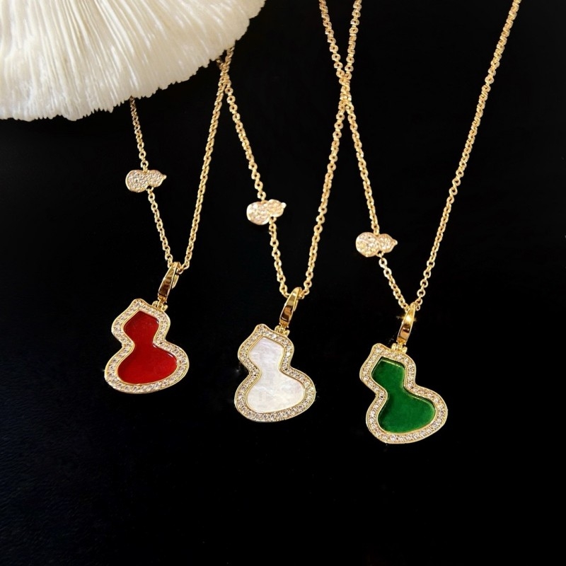 Oho coo新加坡设计师项链女生双葫芦镶钻轻奢高级锁骨链吊坠女士