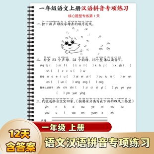 小学一年级上册语文汉语拼音专项练习含答案核心常考题型12天练习幼小衔接必练