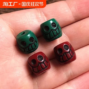 料器阿呆单珠DIY手工藏传文玩佛珠手串散珠配饰藏式腰珠隔珠桶珠