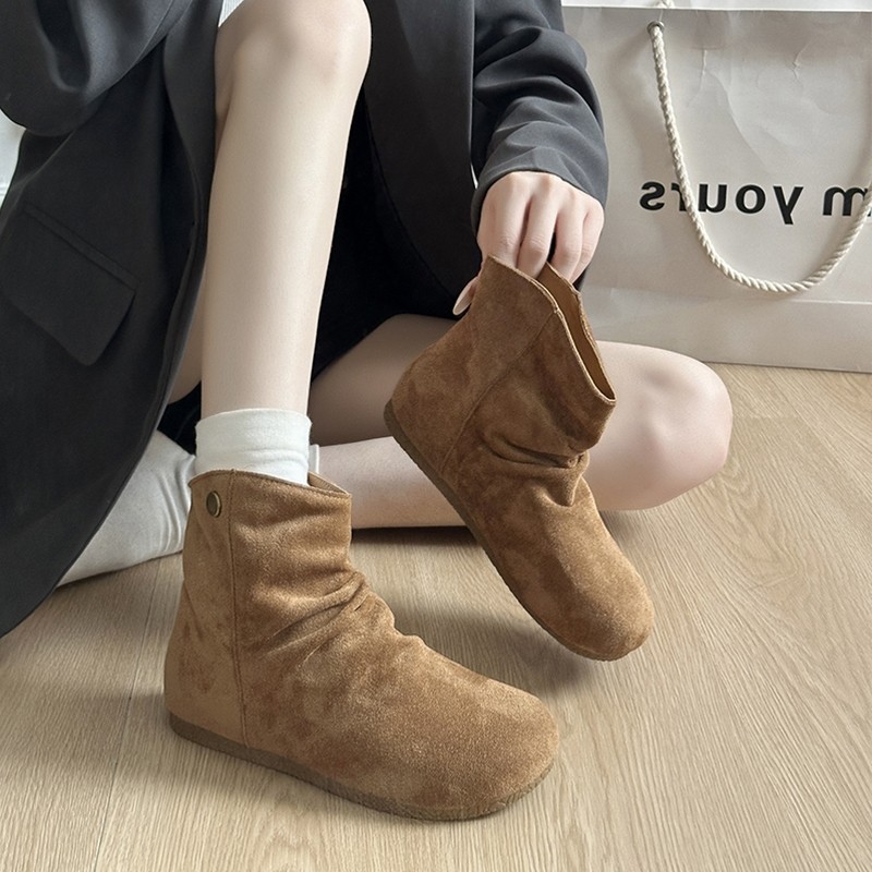 爆款复古软皮堆堆勃肯靴女2025秋冬新款时髦百搭内增高休闲短靴子