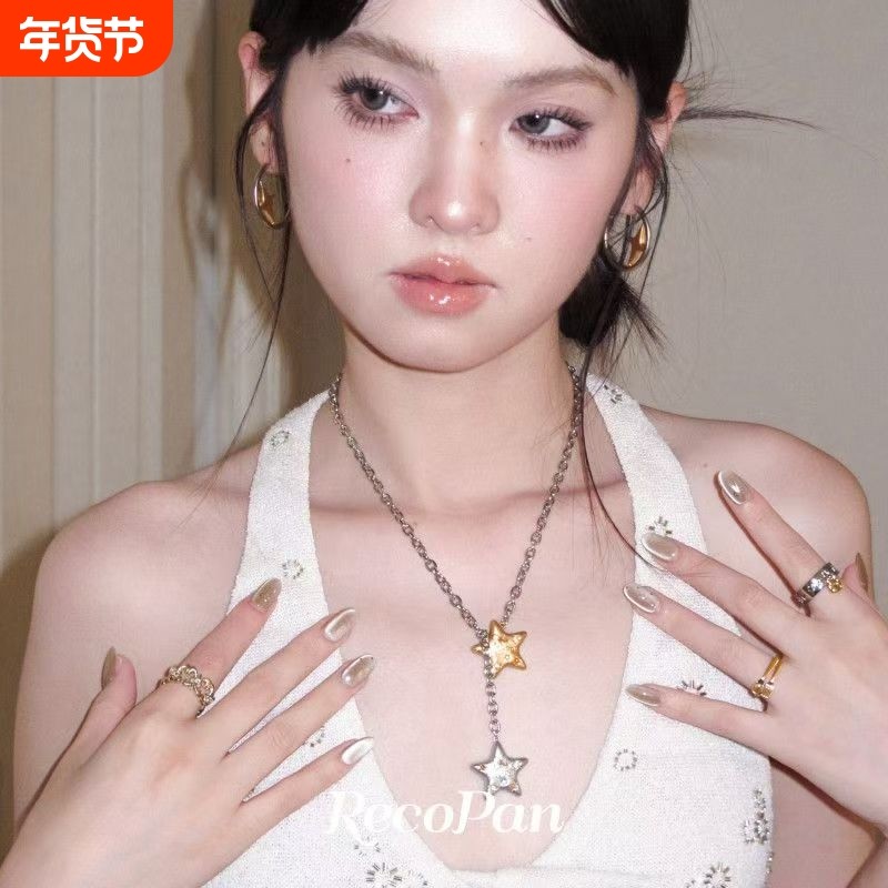 重塑未来原创复古多巴胺高级锁骨链夏日新款星星吊坠小众设计项链