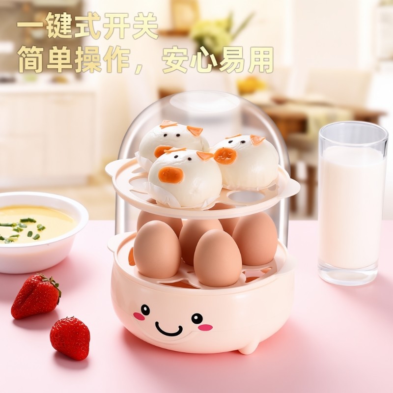 蒸蛋器锅自动断电宿舍小功率煮蛋机多功能早餐神器蒸鸡蛋三层蒸汽