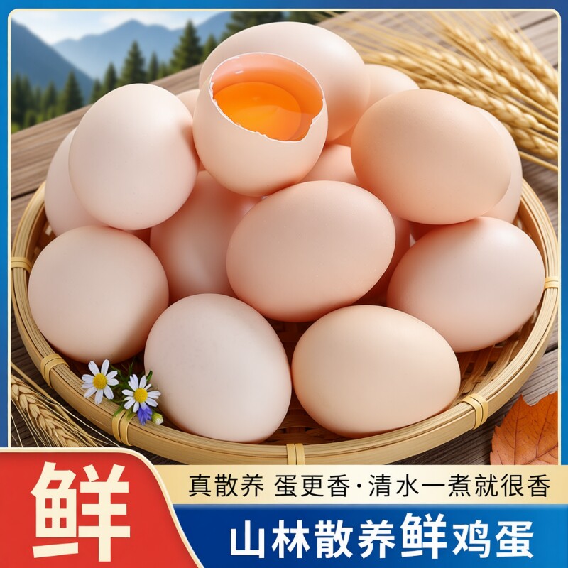 农家谷物新鲜鸡蛋正宗散养柴鸡蛋10枚起笨鸡蛋土鸡蛋月子蛋珍珠