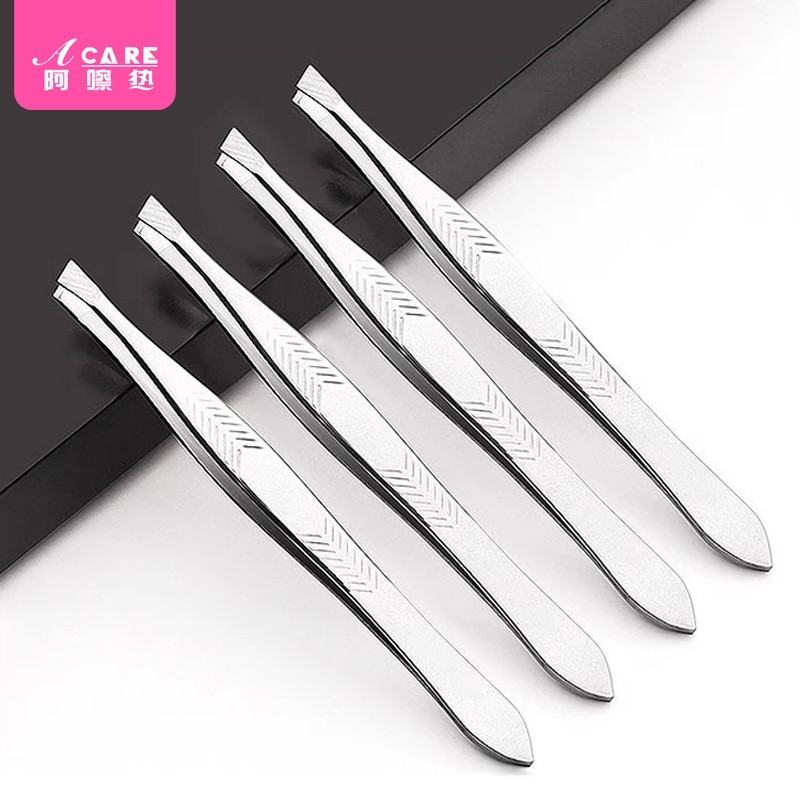 眉夹A1pl000-易上手不锈钢镊子平口斜口防滑眉毛夹修眉刀修眉