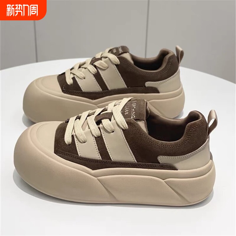 品牌断码丑萌大头鞋女2026春秋新款爆款美拉德厚底松糕面包鞋休闲