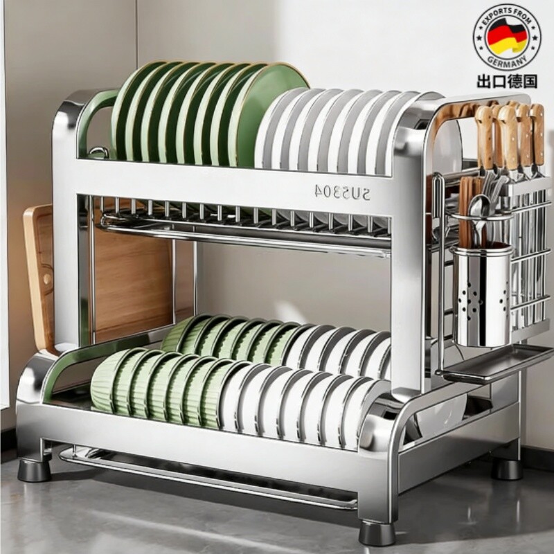 304不锈钢厨房置物架碗碟碗盘沥水架多功能放碗架碗筷收纳盒碗柜