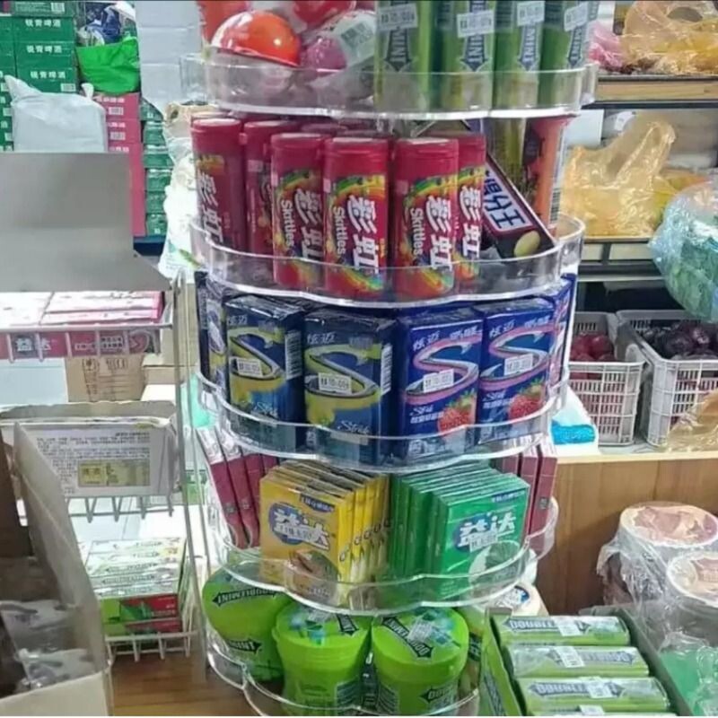 口香糖展示架 旋转陈列架 多层透明指甲油