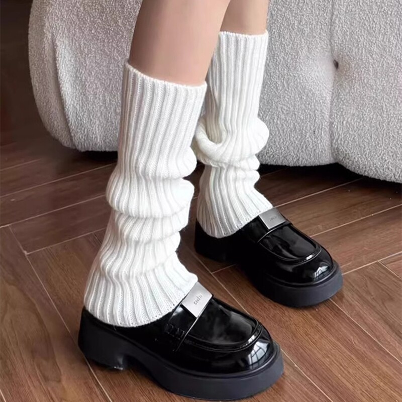 袜套堆堆袜子女秋冬季加厚保暖小腿袜棉袜冬配雪地靴羊毛长袜灰色