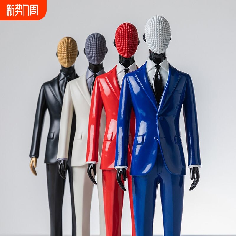 西装小人摆件模型手办模特人偶服装店男装店橱窗装饰道具