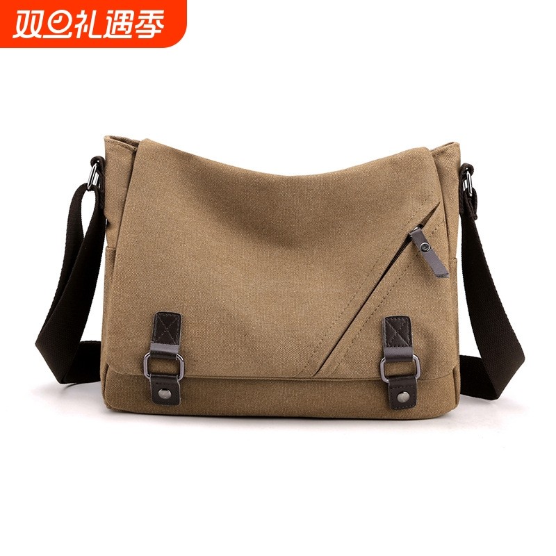 时尚潮流休闲单肩包新款男士帆布大容量斜挎包多功能轻便男士包包