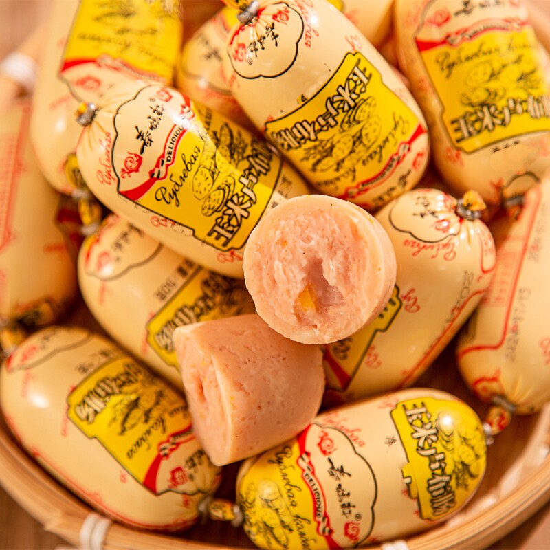 俄式风味卢布肠脆骨肠玉米火腿肠便携小香肠即食肠下酒菜猪肉零食