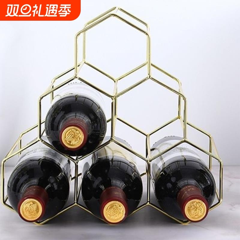 铁艺红酒架创意六孔红酒展示架摆件葡萄酒架客厅酒吧酒柜蜂巢酒架