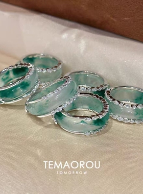 一款两戴~新中式绿色指环大气食指戒高端时尚高级戒指国风精致