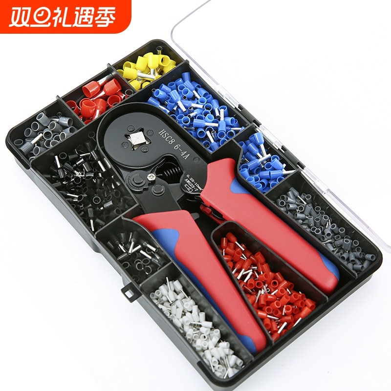 管型端子欧式针形接线端子VE预绝缘冷压线耳铜鼻子接头6-4压线钳