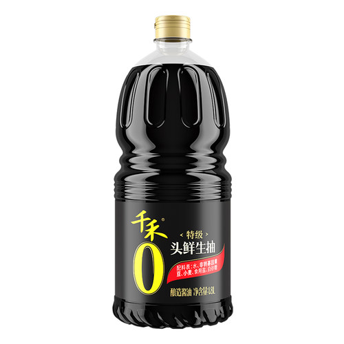 千禾0特级头鲜生抽1.8L*1瓶酱油