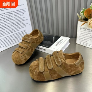 板鞋 网红爆款 女复古百搭小个子增高德训鞋 欧货魔术贴内增高休闲鞋