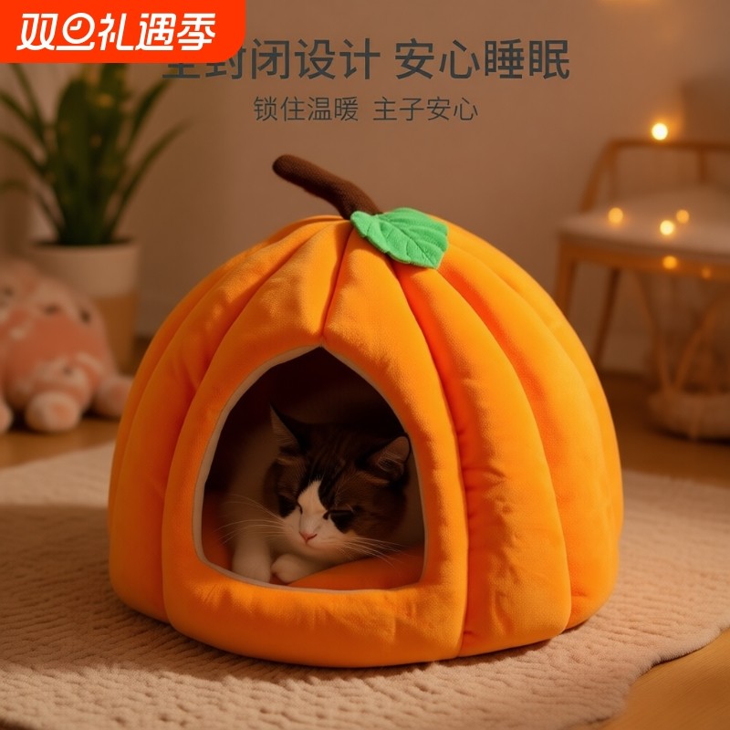 南瓜窝猫窝四季通用狗窝冬季保暖睡垫床宠物咪用品可拆洗大型中型