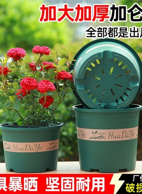 花大爷圆形田园风花盆加厚耐用透气不闷根花卉绿植盆栽三代加仑盆