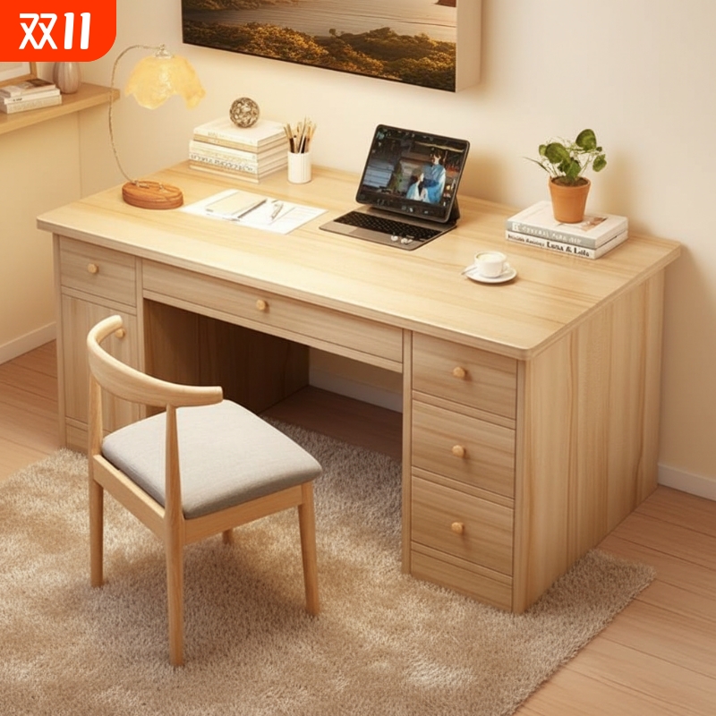 电脑桌台式家用卧室书桌带抽屉办公桌子简易学生学习写字桌工作台