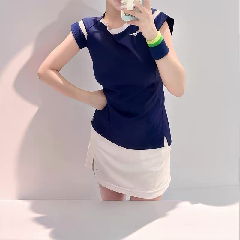 2025新款羽毛球服女款网球大赛服美津农小飞袖同款速干运动训练服