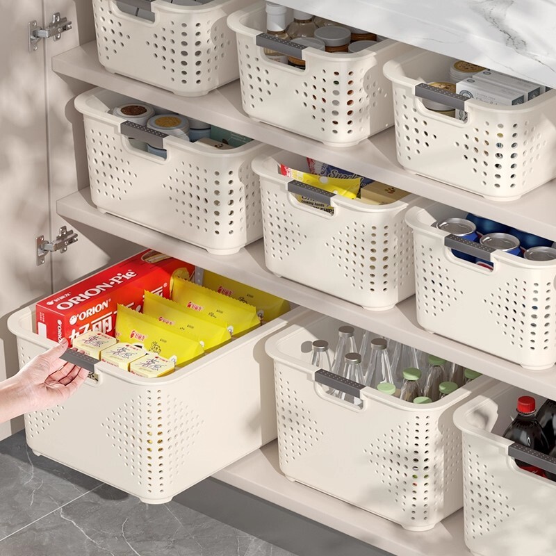 桌面宿舍收纳盒零食玩具整理盒家用塑料箱厨房储物篮子杂物收纳筐