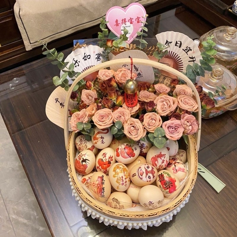 月子篮鸡蛋鲜花篮送产妇闺蜜浪漫生活材料包diy婚礼孕妇手提篮