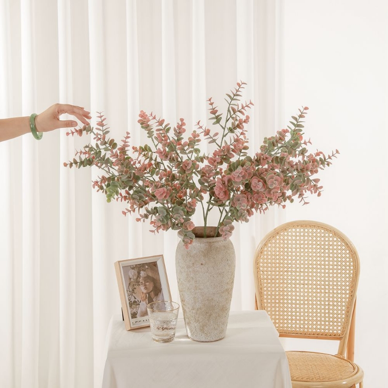 尤加利金钱叶植绒仿真花家居装饰婚庆手捧花植物假花MW20207