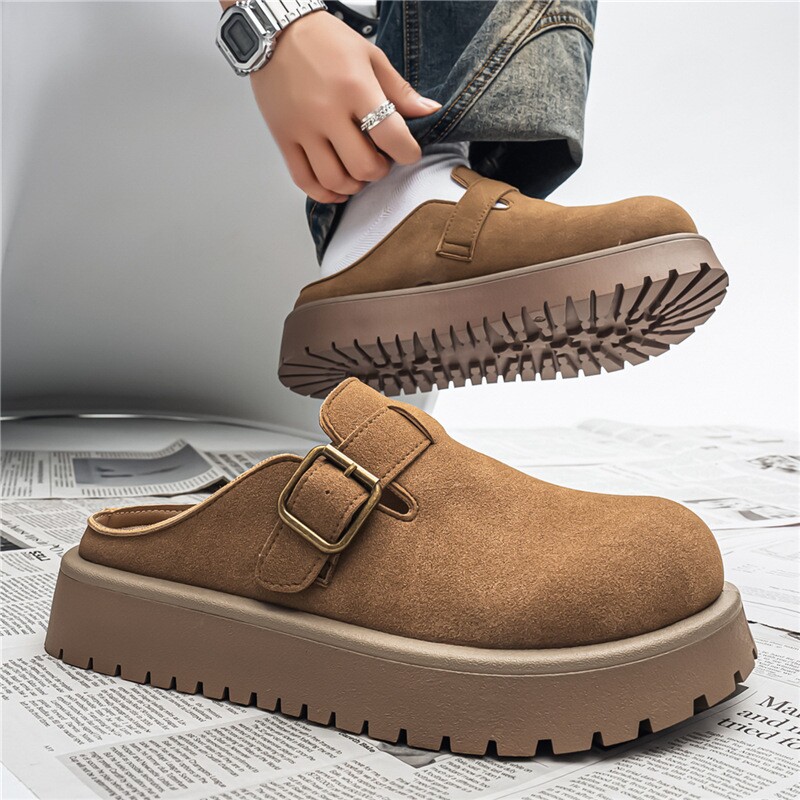 大头勃肯鞋男夏季外穿包头半拖鞋厚底防滑休闲运动一脚蹬懒人凉拖