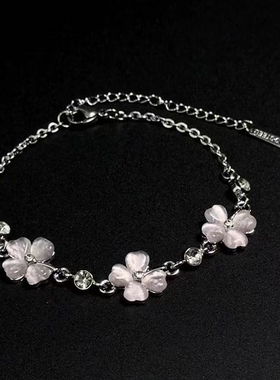 Lucky幸运四叶草手链女ins小众设计学生韩版简约文艺闺蜜情侣手链