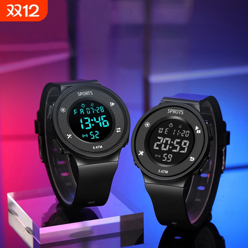 电子表男初高中学生表潮流多功能女青少年运动表闹钟简约儿童手表