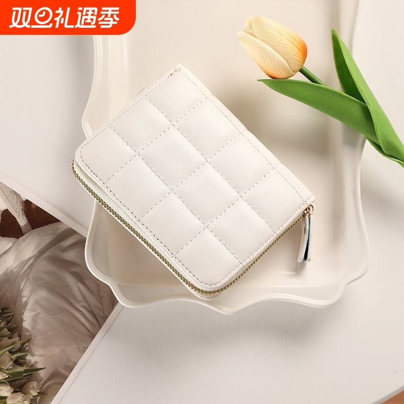 新款韩版简约格子卡包女士多卡位证件卡套学生卡夹零钱包大容量