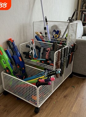 玩具枪收纳置物架滑轮储物柜