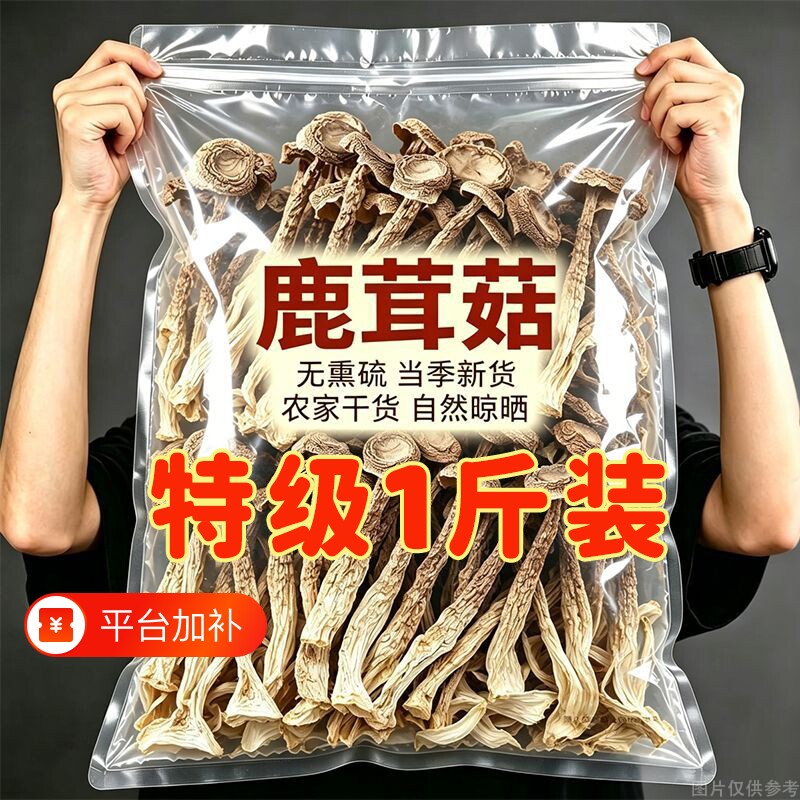 蘑菇新菇上市高档鹿茸菇干货500g鹿耳菇批发整根菌菇煲汤火锅食材
