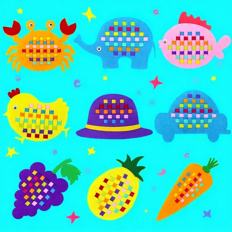 幼儿园区角儿童手工diy不织布编织条教具材料包益智玩具编制操作