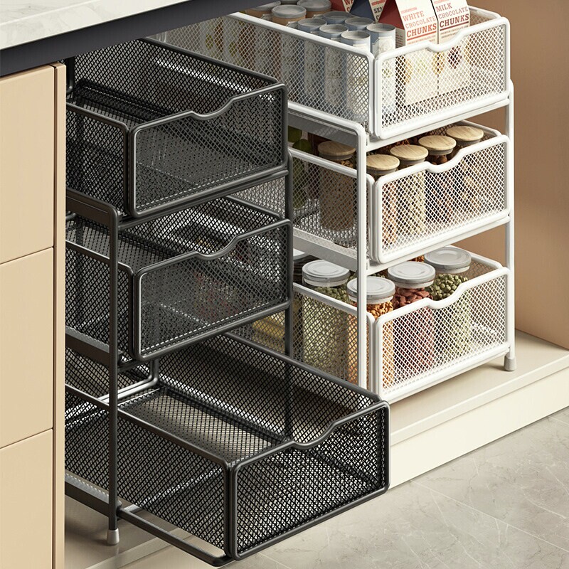 下水槽置物架厨房抽拉式整理架橱柜下多层收纳神器抽屉拉篮分层
