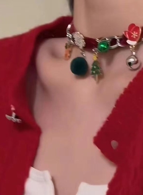 圣诞树吊坠毛绒项圈女秋冬项链颈链圣诞节新年氛围感配饰