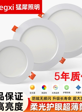 筒灯led嵌入式天花灯吊顶洞灯高亮圆形吊顶客厅家用店铺照明商用
