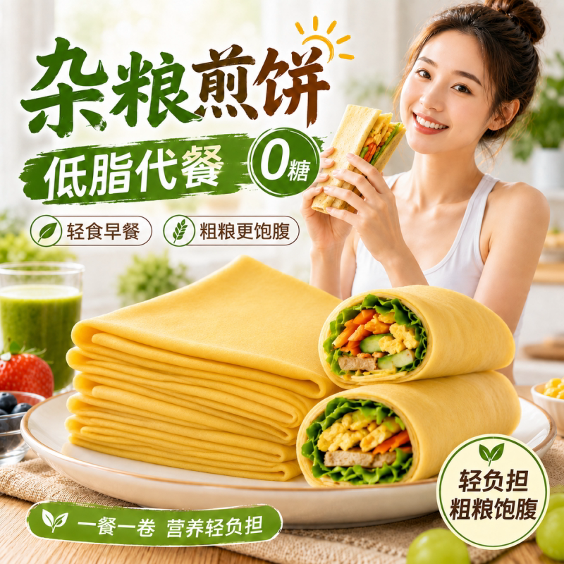 山东杂粮煎饼纯手工小米全麦粗粮薄脆大果子临沂早餐东北正宗代餐
