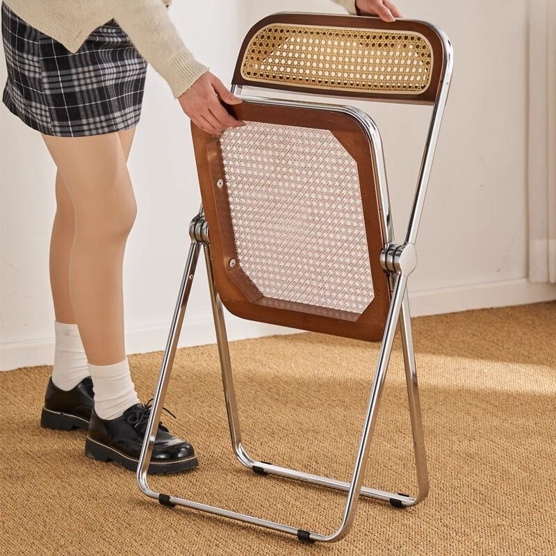 c中古风折叠椅家用靠背椅客厅餐椅网红拍照椅久坐透气简约折叠椅
