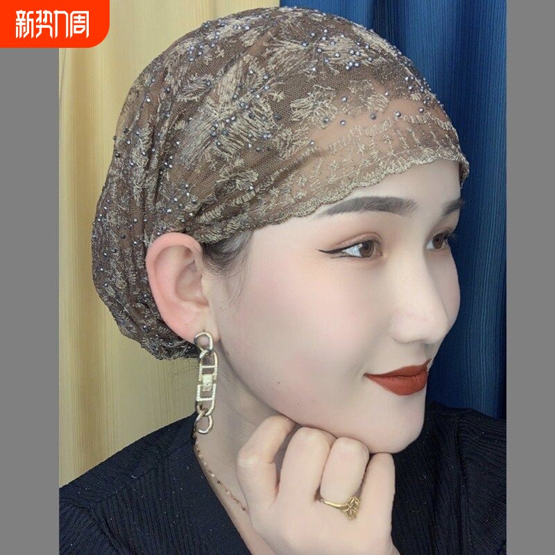 夏季纱巾百搭头巾帽子新款爆款透气包头妈妈帽时尚遮发套头堆堆帽