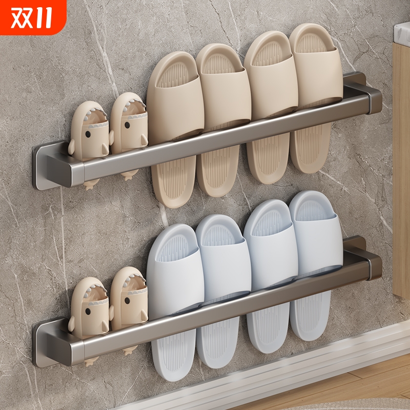 浴室免打孔拖鞋架卫生间置物架鞋子收纳神器厕所挂架沥水架子厨房