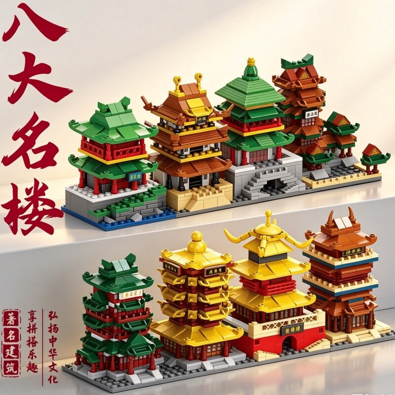 【全网热销】八大名楼积木模型图片