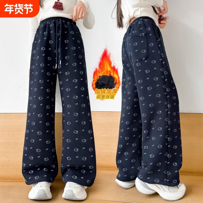 女童裤子加绒秋冬新款儿童休闲阔腿长裤中大童女孩冬季加厚卫裤潮,童装/婴儿装/亲子装,裤子,淘宝优惠券,粉丝福利购,淘宝优惠卷