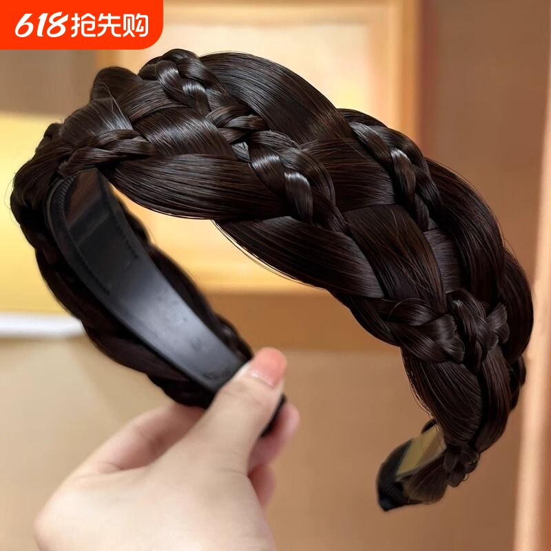 俏瑶假发发箍一体女2025新款鱼骨辫麻花辫子遮白发头饰遮盖神器女